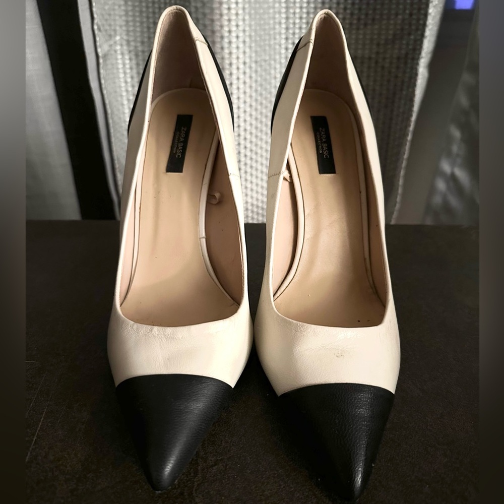 Black White Zara Basic Pointed Toe Stilettos - image 1